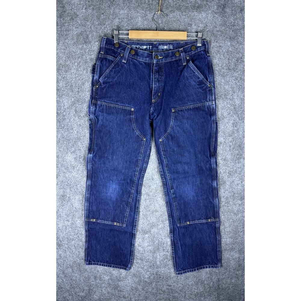 Carhartt Double Knee Jeans Mens 34x30 Logger Denim Relaxed Fit 103890